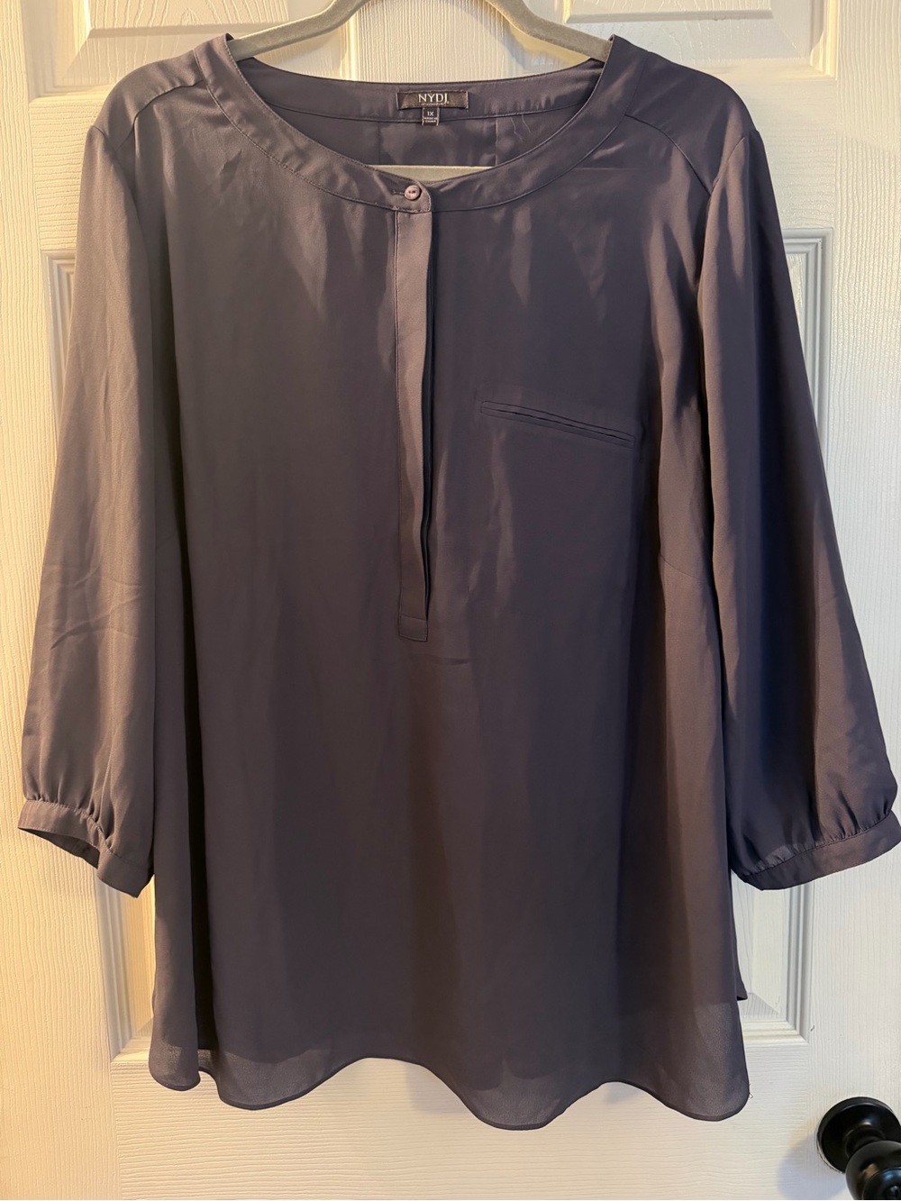 NYDJ Purple Blouse with Chest Welt Pocket